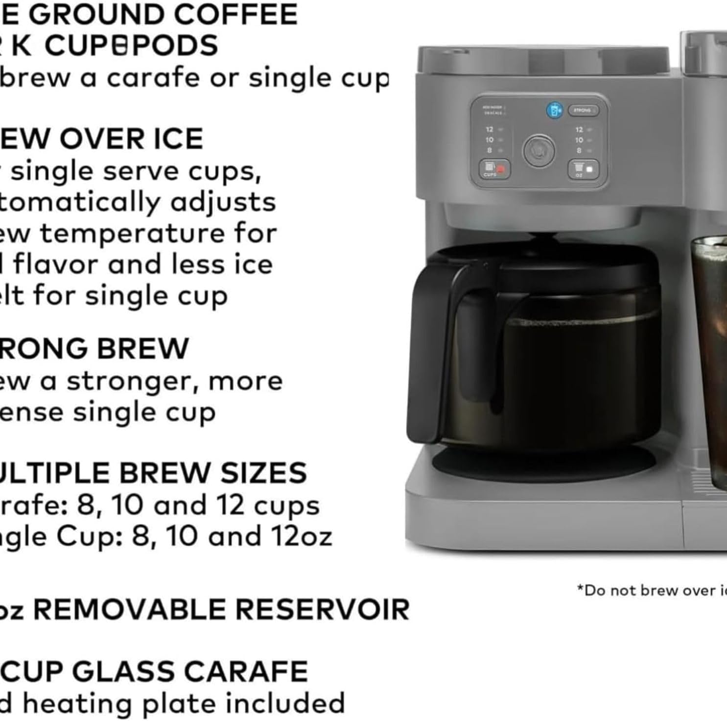 K-Duo Essentials Coffee Maker for Hot and Iced Drinks, Single Serve KCup Pod Brewer and 12 Cup Carafe Drip Coffee Pot, 72 oz Water Reservoir,Pause & Pour Feature, Perfect for Home & Office Use