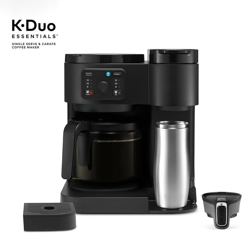 Hot & Iced Single-Serve Kcup Pod Coffee Maker with 12-Cup Carafe, 72oz Water Reservoir, Brew Over Ice, Strong Brew, Multiple Sizes, Programmable, Compact Coffee Machine for Home & Office (Black)