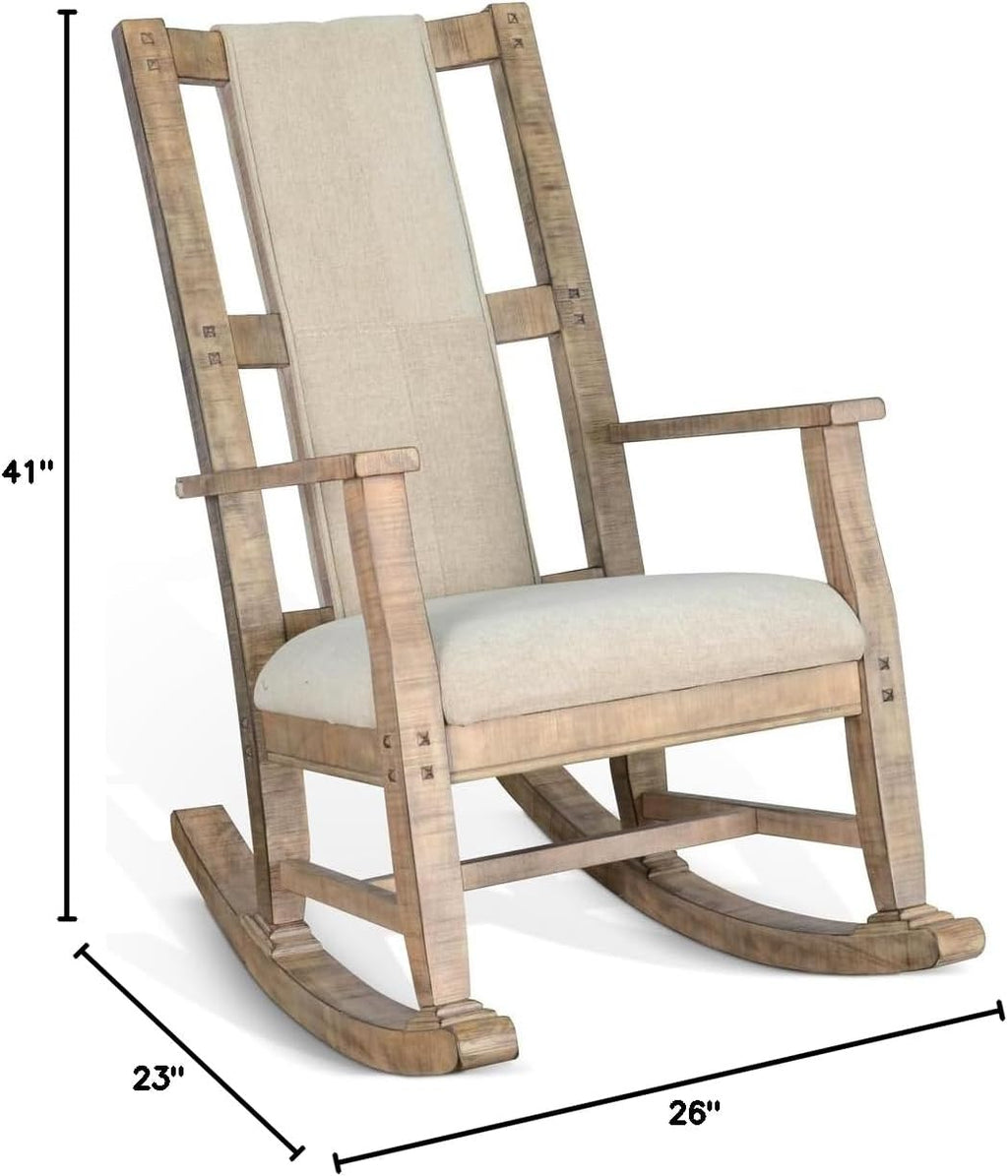 Sunny Designs Marina Mahogany Rocking Chair with Cushion Seat & Back in Beige