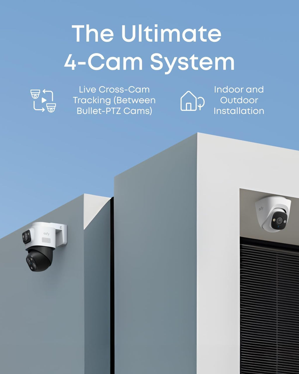 eufy PoE NVR Security Camera System S4, Power Over Ethernet, Wired, 24/7 Recording,Up to 16CH, 2TB HDD, 2 Bullet-PTZ Cams, 2 Turret Cams, 360° PTZ, AI Auto Framing & Tracking, Smart Video Search