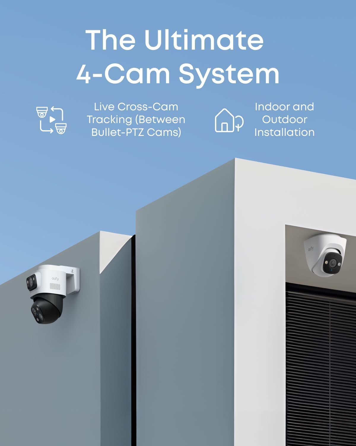 eufy PoE NVR Security Camera System S4, Power Over Ethernet, Wired, 24/7 Recording,Up to 16CH, 2TB HDD, 2 Bullet-PTZ Cams, 2 Turret Cams, 360° PTZ, AI Auto Framing & Tracking, Smart Video Search