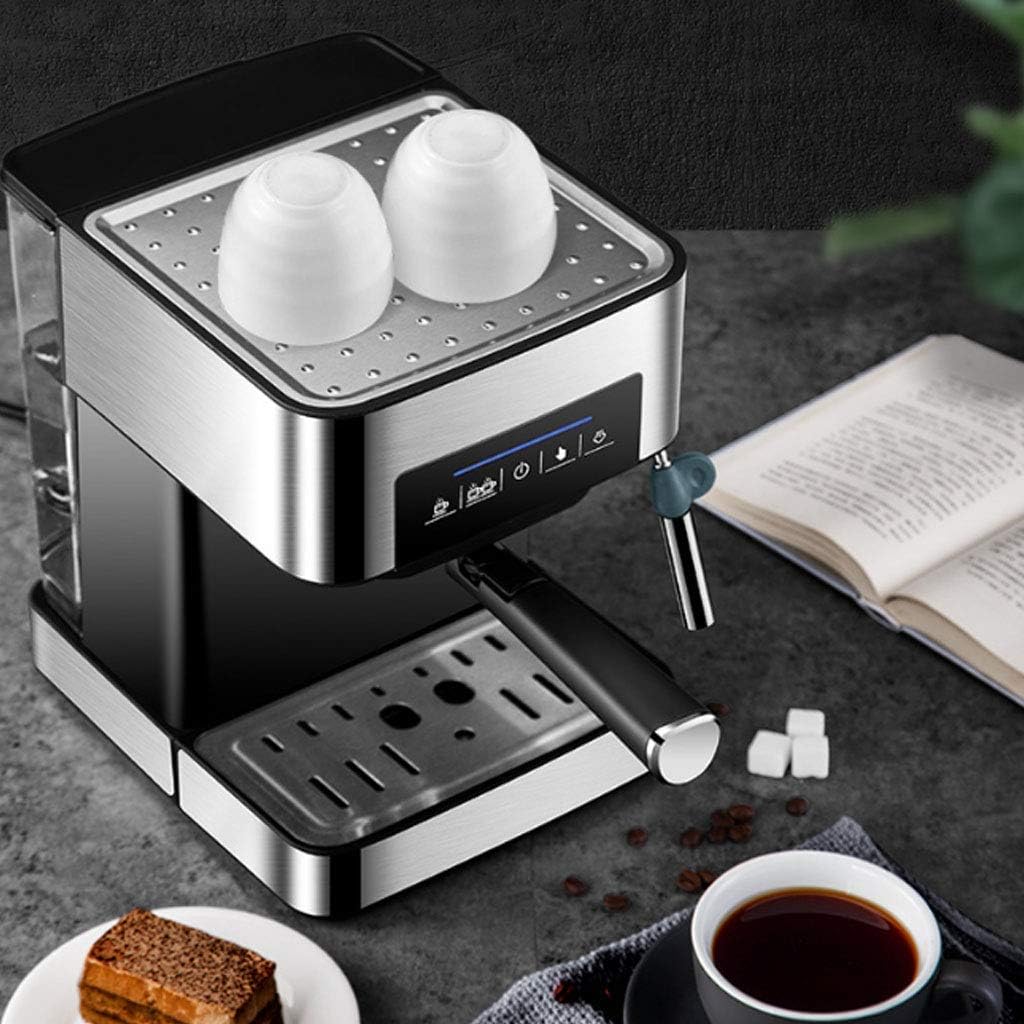 Coffee Machine Easy to Use 1.6L Stainless Steel Cafe Espresso Coffee Machine Steam Milk Frother 20Bar for Commercial 220V Warm Function