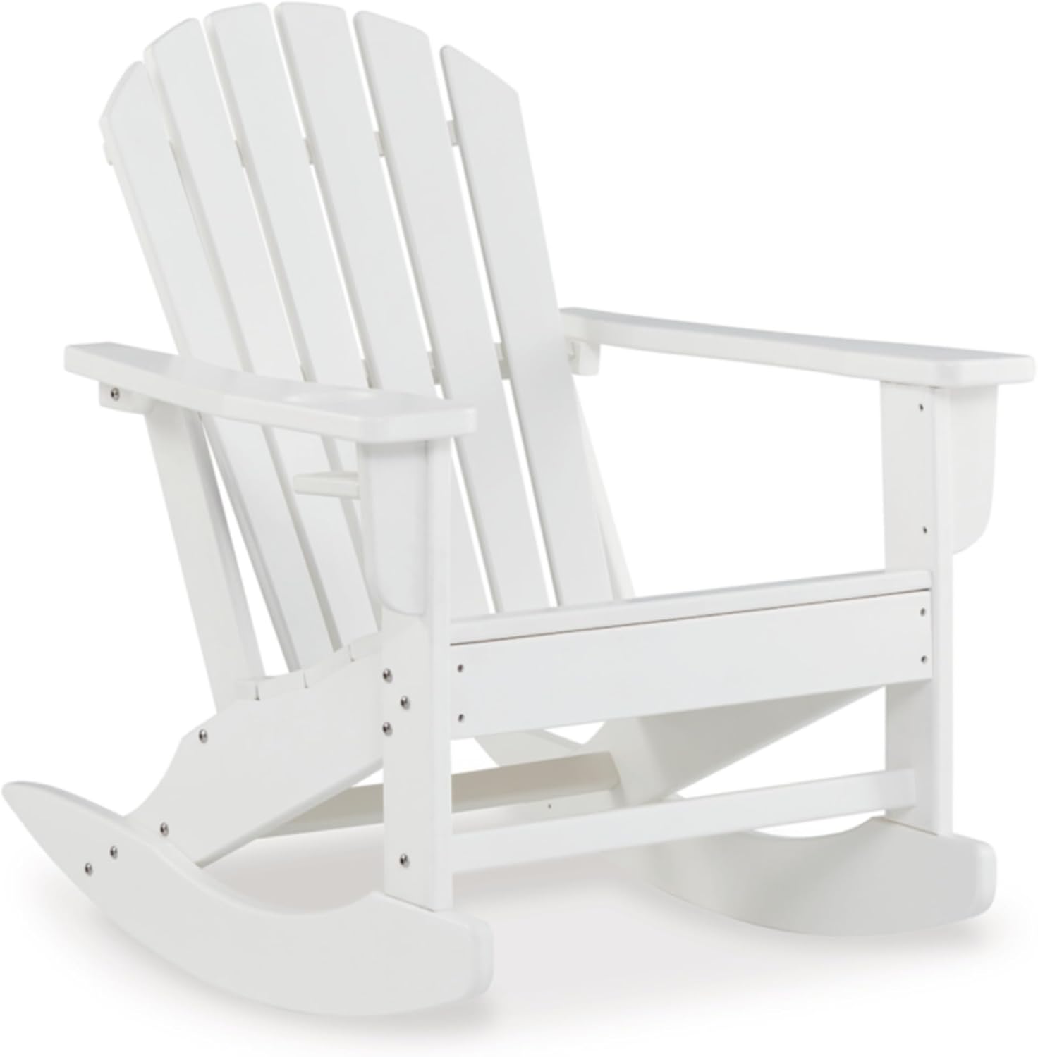 Signature Design by Ashley Sundown Treasure Cottage Weather Resistant Outdoor Rocking Chair with 1 Cup Holder, White