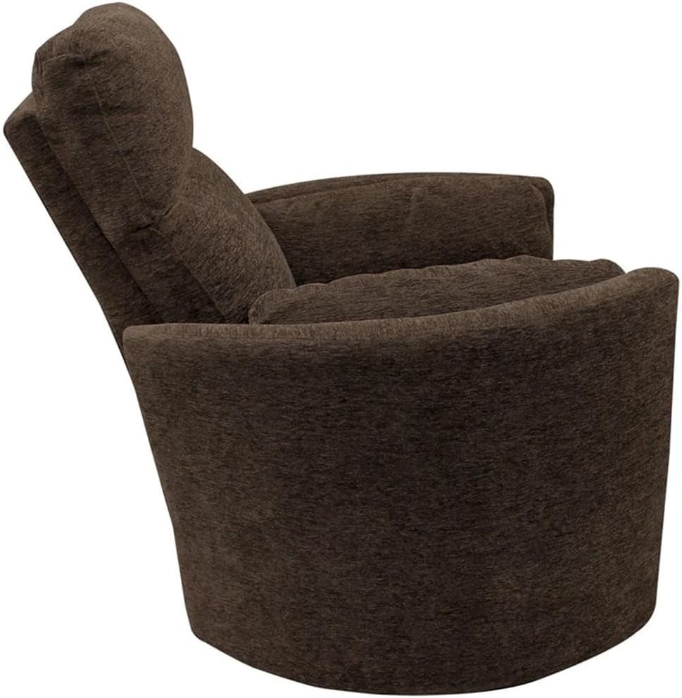 Pemberly Row Polyester Power Swivel Glider Recliner in Brown with USB Charging Ports and 2 Comfort Pillows for Living Room