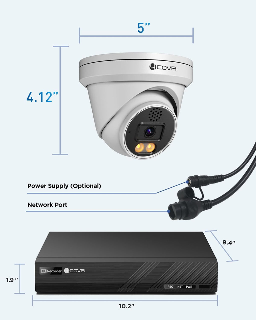 4COVR 12MP Security Camera System, 2-Way Audio, Person Vehicle Detection & Smart Dual Light Color Night Vision, 4X 12MP Dome PoE IP Camera IP67 Business, 8CH Ultra HD NVR with 2TB HDD, LY97KAAM0804