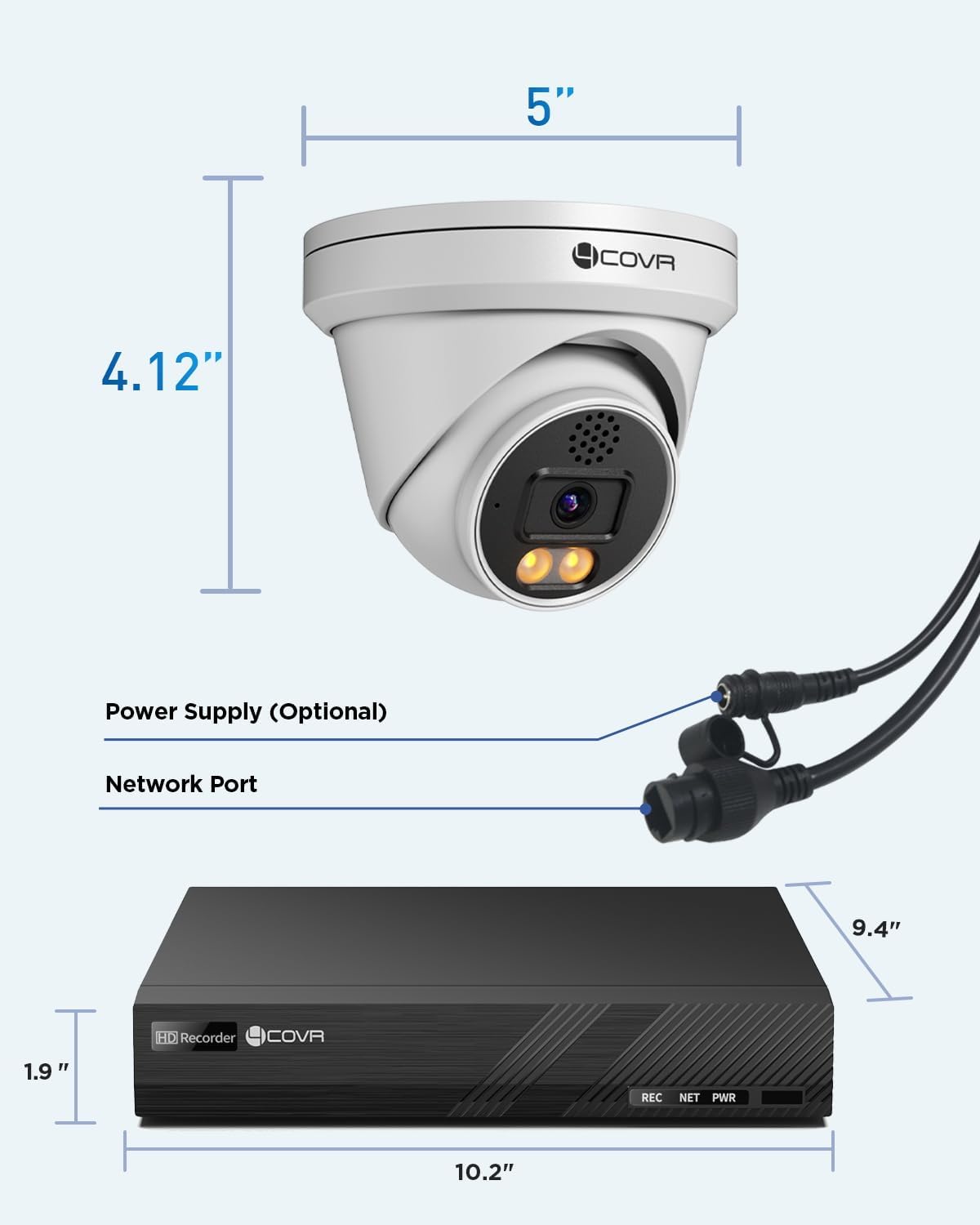 4COVR 12MP Security Camera System, 2-Way Audio, Person Vehicle Detection & Smart Dual Light Color Night Vision, 4X 12MP Dome PoE IP Camera IP67 Business, 8CH Ultra HD NVR with 2TB HDD, LY97KAAM0804