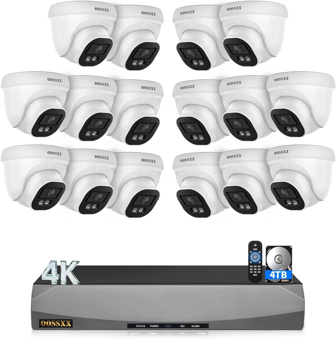 (2026 Update) 4K PoE Security Camera System, 16 Wired Dome Cameras Outdoor Indoor, 130° Wide Angle, 16CH NVR with 4TB HDD, Built-in Mic, Free App Remote Access, No Monthly Fee, 30 Days Recording