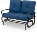 Tangkula Outdoor Swing Glider Chair, Patio Glider Bench for 2 Persons, Outdoor Rocking Loveseat with Steel Frame & Comfortable Cushions for Garden, Porch, Balcony, Poolside (Navy Blue)