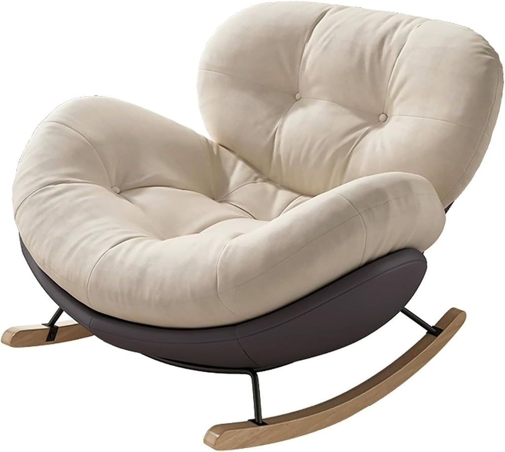 Oversized Rocking Chair for Nursery, Indoor Big Comfy Chair with High Back, 440lb Capacity Reclining Papasan Chair for Living Room (Gry)