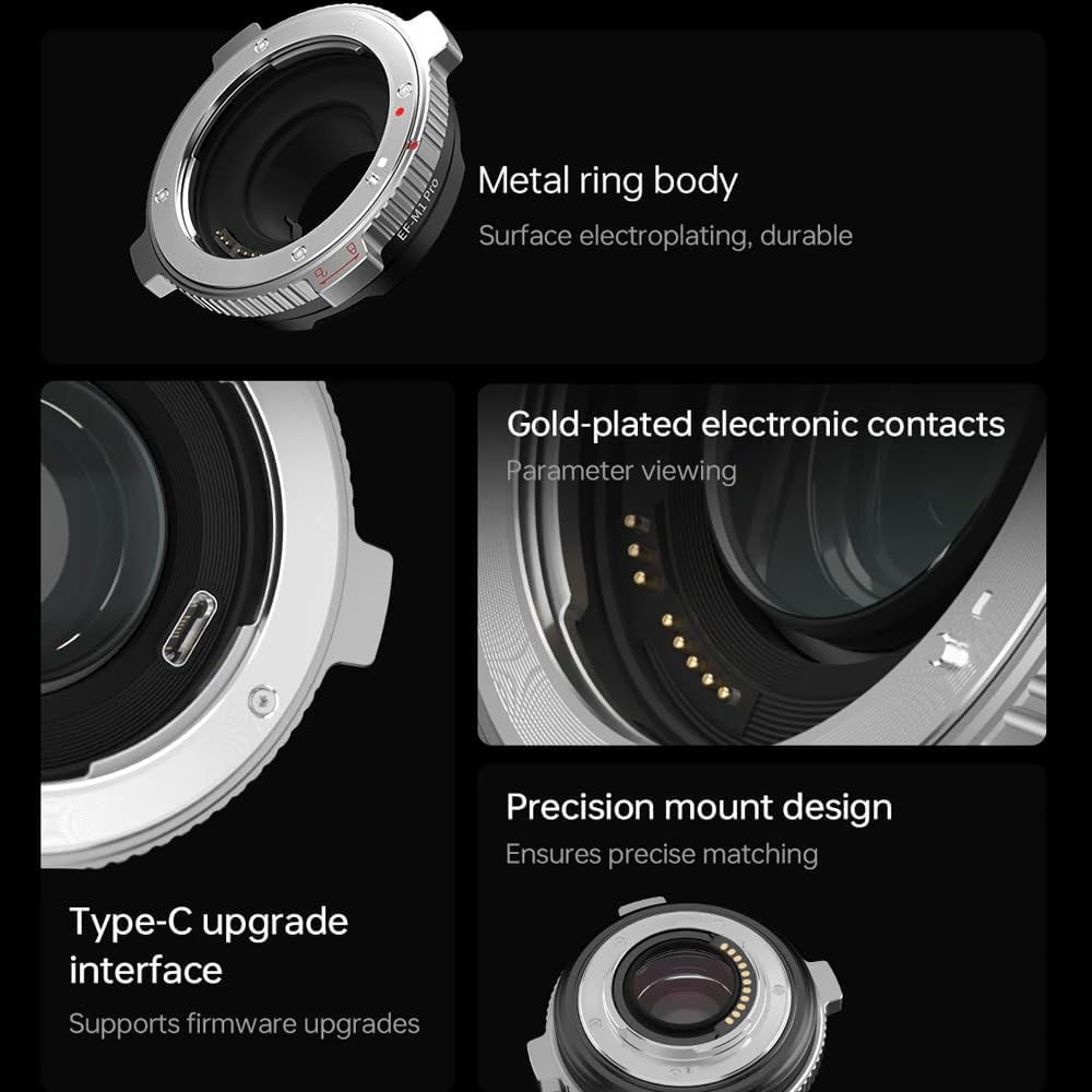 VILTROX EF-M1 Pro Lens Mount Adapter Auto Focus Ring Converter with Security Lock for Canon EF Mount Lens to M4/3 Camera GH4 GH5 GH5S GF6 GX7GX85 GX9 G9 E-M10 E-PL7 E-PL8 E-P5 Pen-F