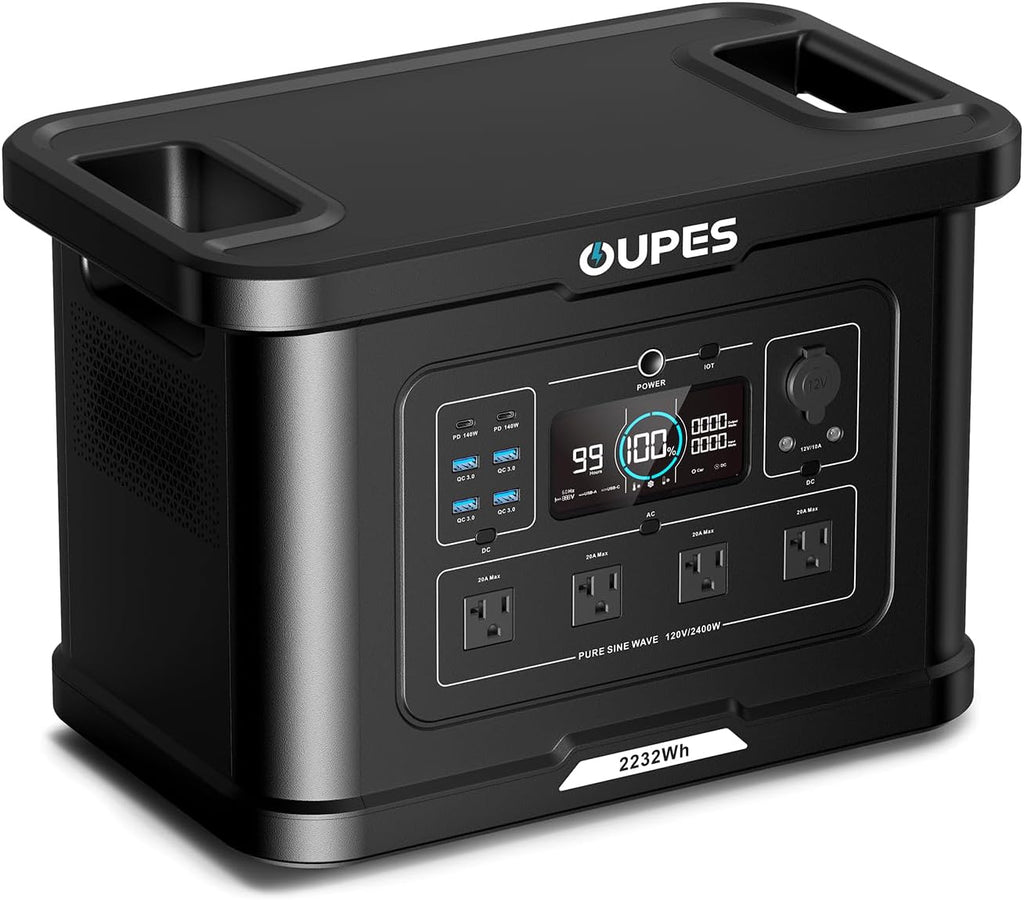OUPES Portable Power Station 2400W (4500W Surge), 2232Wh LiFePO4 Battery Generator with UPS & APP Control, 1.2H Fast Charge, Solar Ready for Camping, RV, Home Backup