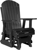 LuxCraft 2' Adirondack Glider Chair, Outdoor Patio Rocking Glider, Gliding Rocker for Outside (Black)