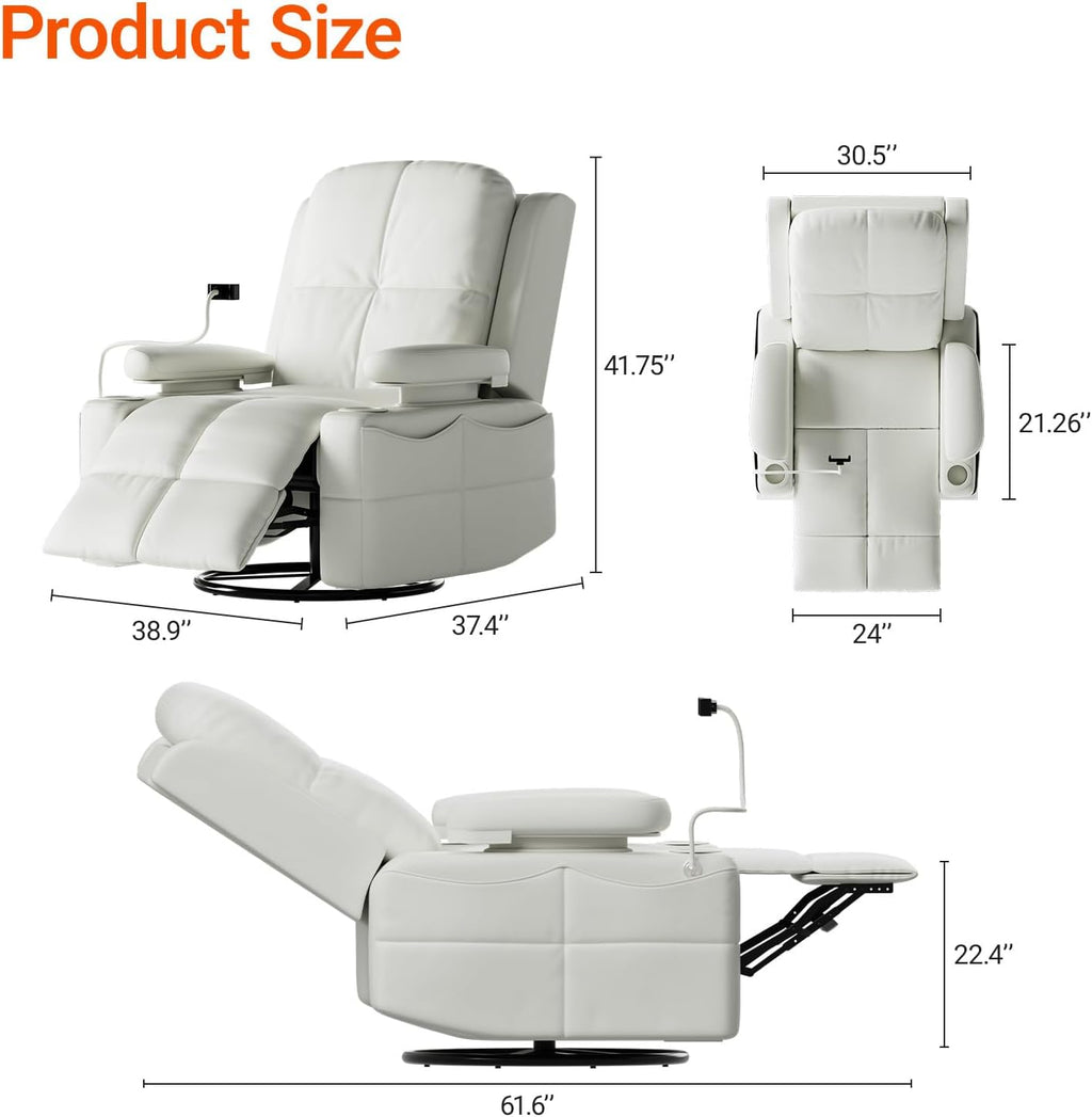 MAMAZING Lullapod Power Nursery Recliner Rocking Chair, Triple Motor Power Recliner with HugAssist Armrest, 270° Swivel Glider and Quiet Rocking Chair Nursery with Dual Charging Port and Storage