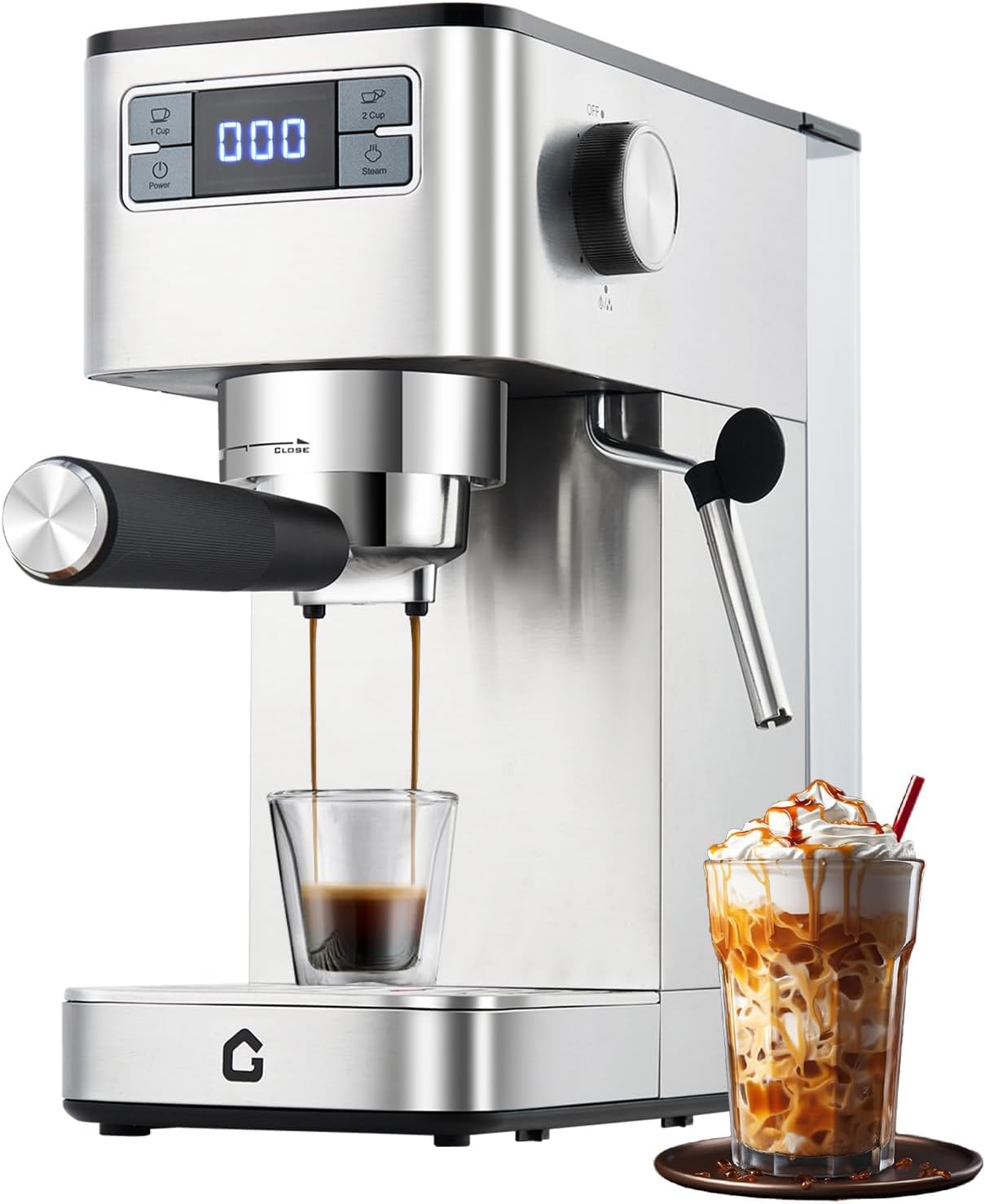 Espresso Machine, 20 Bar Coffee Maker with Steam Wand, Removable Water Tank, Compact Design, Automatic Cappuccino and Latte Maker for Home and Office
