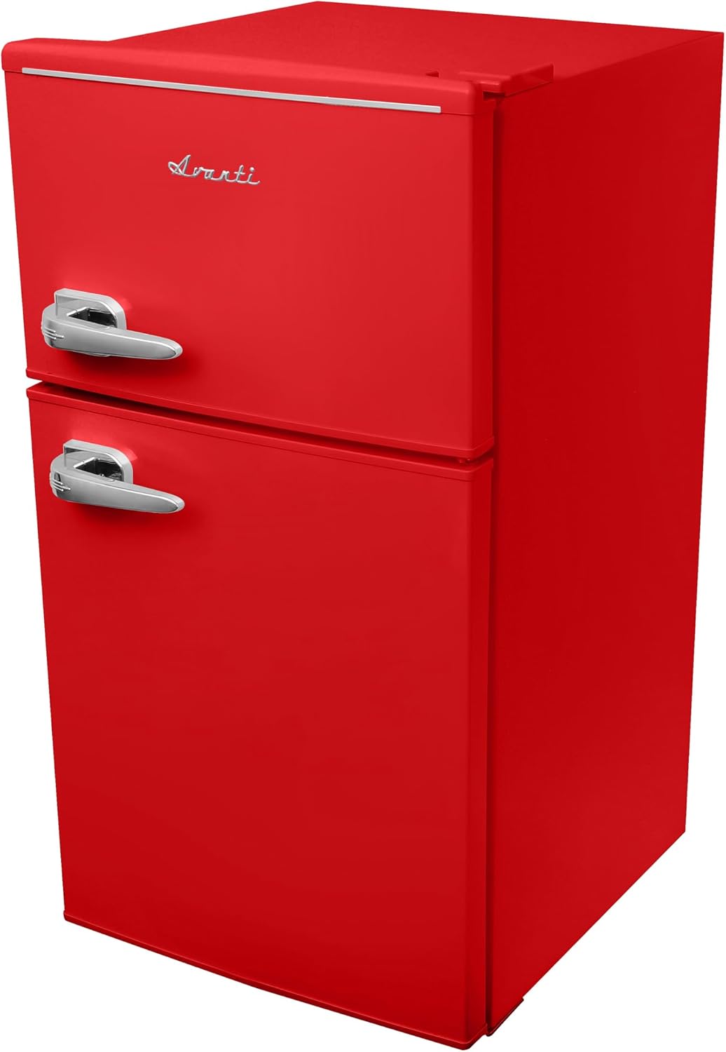 Avanti Mini Fridge with Freezer Retro Design Compact Refrigerator for Home Office or Dorm, Features Dual Doors Removable Shelves Manual Defrost and Mechanical Adjustable Temp Control, 3.1-Cu.Ft, Red