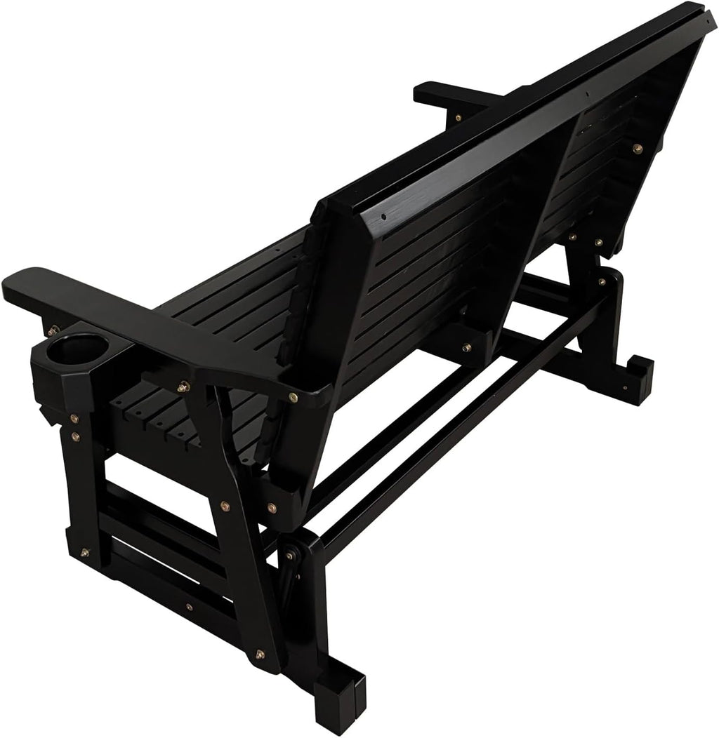 Fortune Candy Patio Glider with Cup Holders, High Roll Back and Deep Contoured Seat, Heavy Duty 800 Lb (Black, 2-Seater)