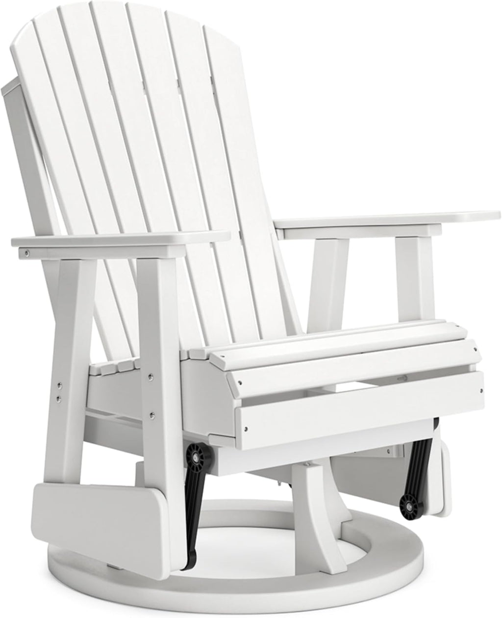 Signature Design by Ashley Hyland Wave Outdoor Casual Swivel Glider Adirondack Chair with 360-Degree Swivel, Weather Resistant HDPE, 18' Seat Height, White