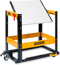 POWERTEC Flip Top Tool Stand with Caster Wheels - Mobile Workbench with 300lb Capacity, for Benchtop Power Tools, Heavy Duty (UT1012), Alloy Steel