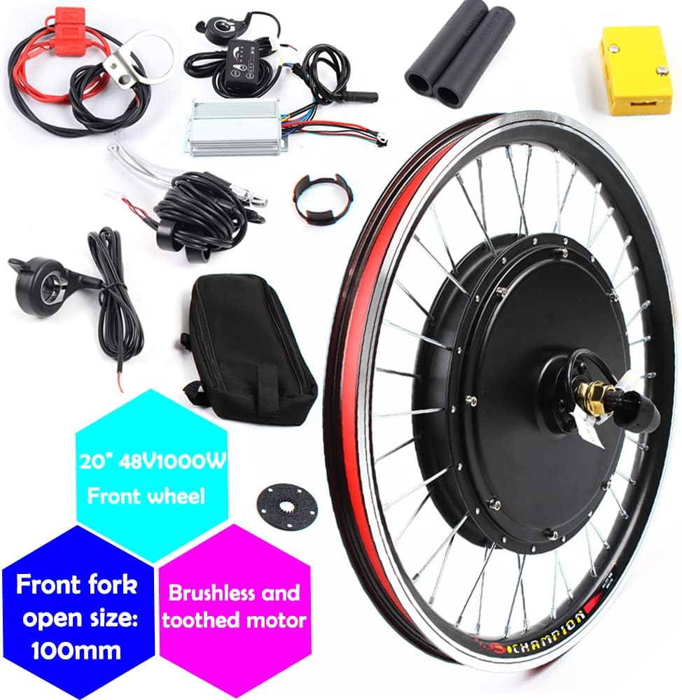 20' Front/Rear Wheel Hub Electric Bike Conversion Kit, 36V 250W/48V 1000W E-Bike Powerful Hub Motor Kit with SW-810LED Display Waterproof Wire Front/Rear Wheel Hub Assembly Motor Kit (US Stock)