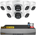 (2026 Update) 4K PoE Security Camera System, 8 Wired Dome Cameras Outdoor Indoor, 130° Wide Angle, 8CH NVR with 6TB HDD, Built-in Mic, Free App Remote Access, No Monthly Fee, 90 Days Recording