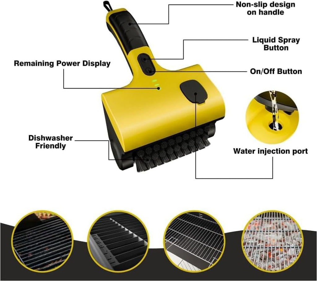 Electric Grill Brush, Grill Cleaner with 2 Brushs,360° Rotating Cleaner Brush,Cordless Electric Grill Cleaning Scrub Brush,for Grill,Kitchen Room, Bathroom