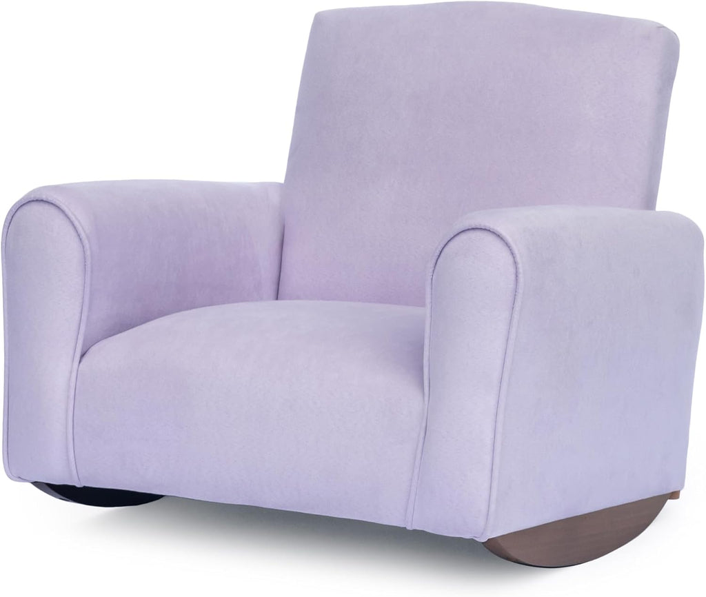 Toddler Personalized Armchair, Kids Upholstered Rocking Chair with Personalization, Toddler Chair with Personalized Name, Comfy Child Armchair (Rockers, Lavender Suede)