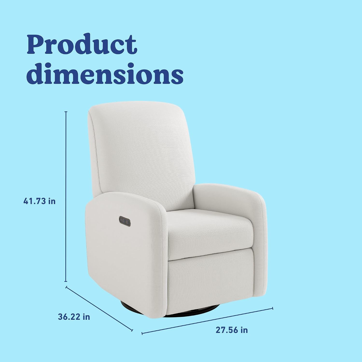 Graco Bellwood Power Recliner Swivel Glider (Ivory Basketweave) – Electronic Power Recliner for Nursery, Includes Dual-USB Charging Port for USB-A & USB-C, Glider Rocking Chair with Full Recline