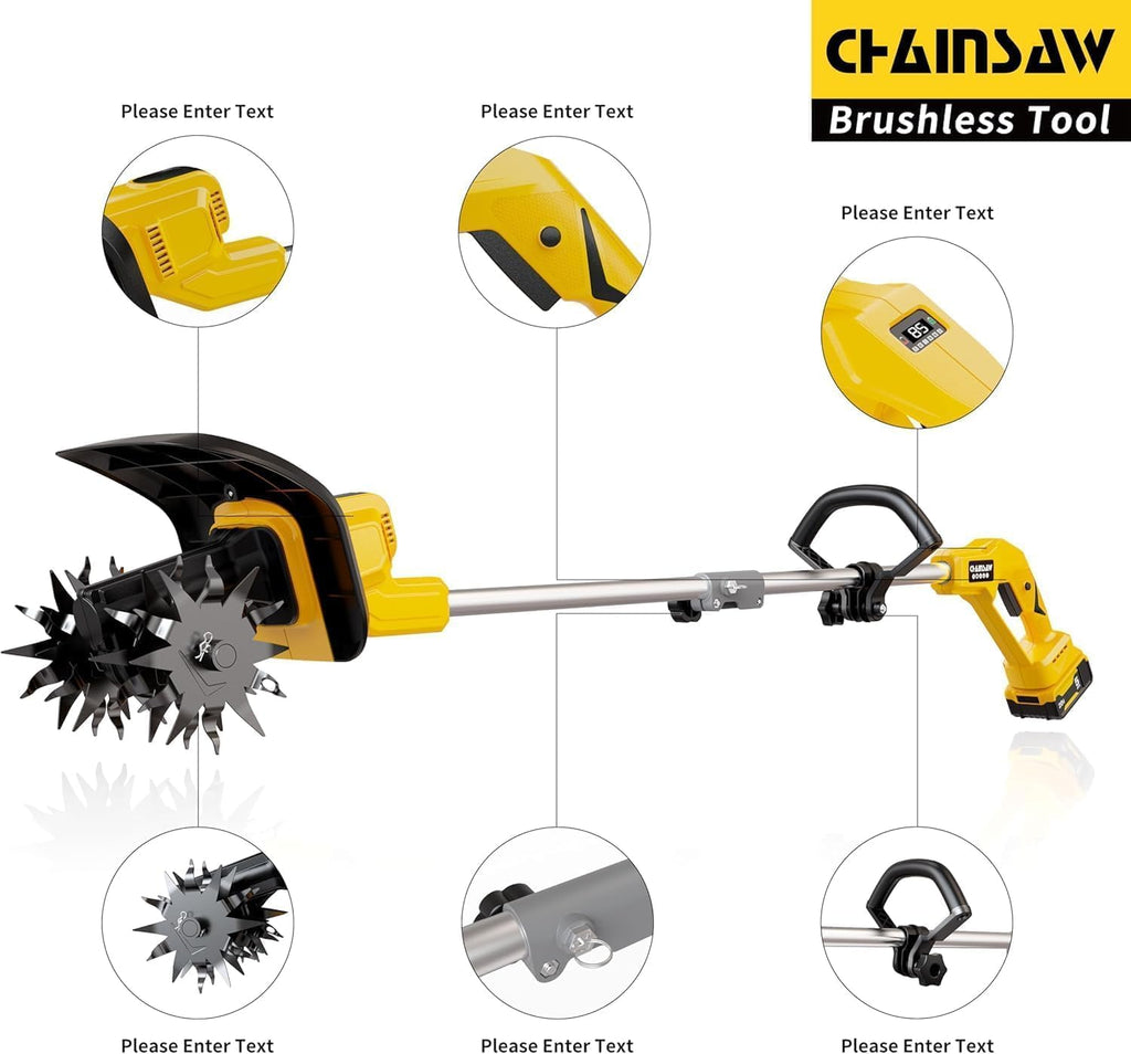 Cordless Tiller Cultivator Compatible with Dewalt 20V Battery(Tool Only), Electric Garden Tiller w/360 RPM, 9In Tilling Width and 6.6In Depth Garden Rototiller for Lawn/Soil Cultivation