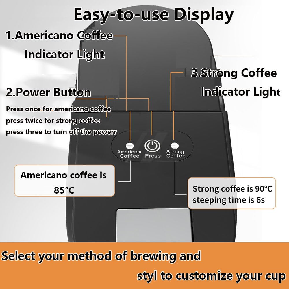 Espresso Machine, Single-Serve Coffee Maker, Mini Capsule Coffee Machine with 12oz Water Tank, for K-cup Capsules, One-touch Switch, Cappuccino And Latte Machine Maker For Home,White