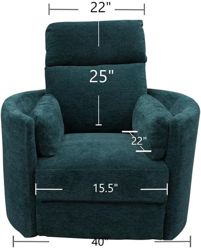 Pemberly Row Polyester Power Swivel Glider Recliner in Peacock Blue with USB Charging Ports and 2 Comfort Pillows for Living Room