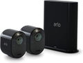 Arlo Ultra Security Camera 4K HDR (2nd Gen, 2020 Release) + SmartHub, Battery Power, Emergency Response, AI Event Captions, 1-Month Trial of Secure Plan, 180° Field of View, 2 Cam, White
