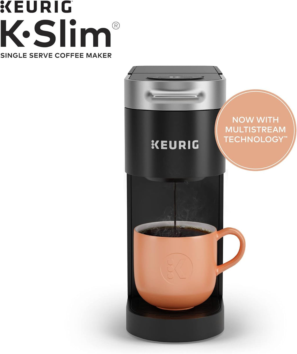 Keurig K- Slim Single Serve K-Cup Pod Coffee Maker, Multistream Technology, Black & K- Slim® Single Serve K-Cup Pod Coffee Maker, Multistream™ Technology, Scarlet Red