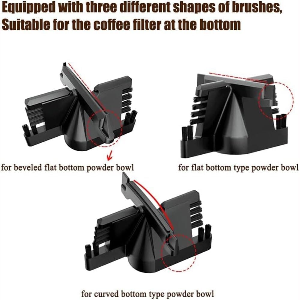 Electric Coffee Portafilter Cleaning Machine,Automatic Coffee Portafilter Knock Box Cleaning Tool with 3 Brush Head,5s Fast Clean