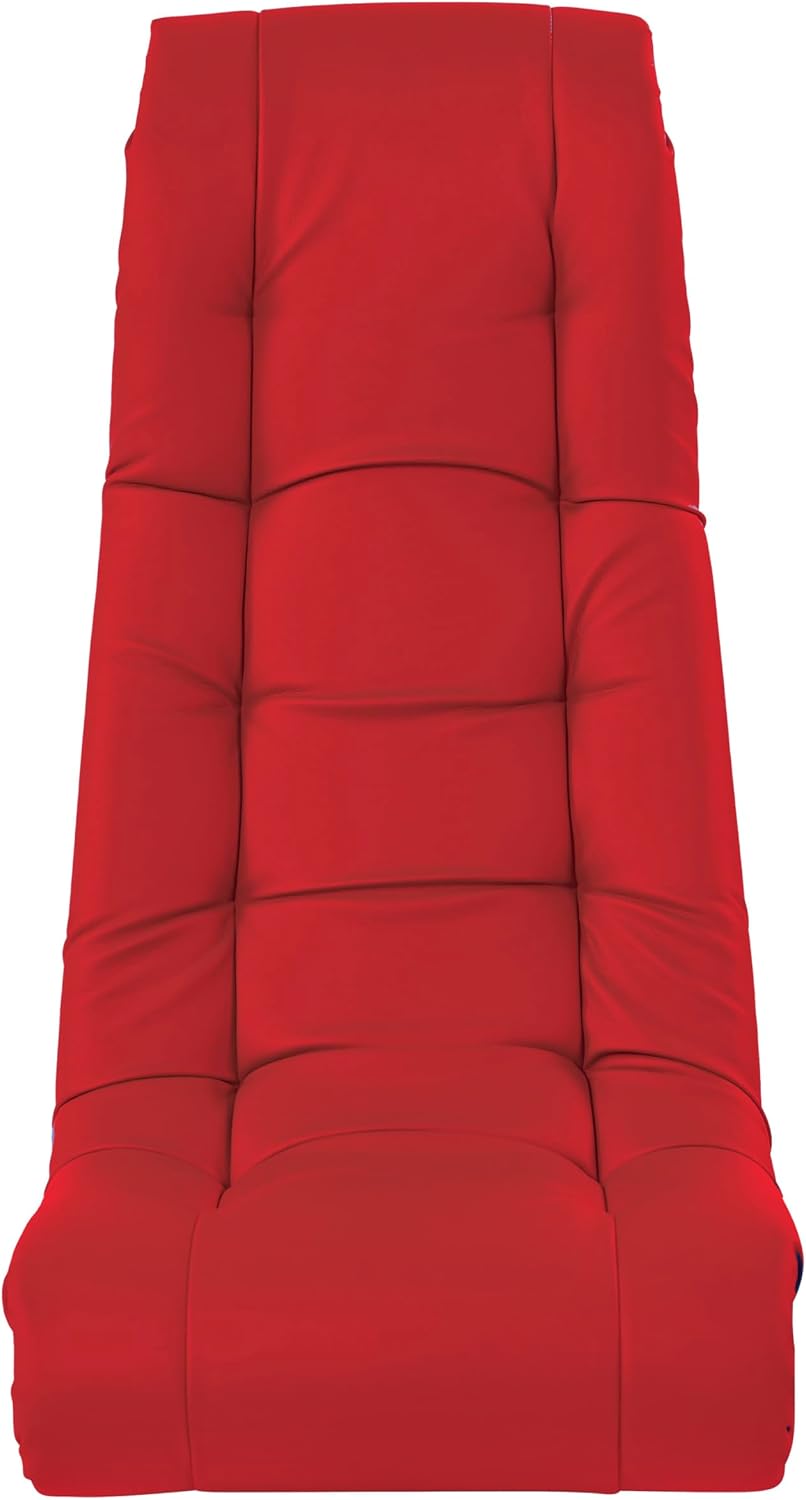 Factory Direct Partners Soft Tufted Floor Rocker - Cushioned Ground Chair for Kids Teens and Adults - Great for Reading, Gaming, Meditating, TV - Red, 10488-RD