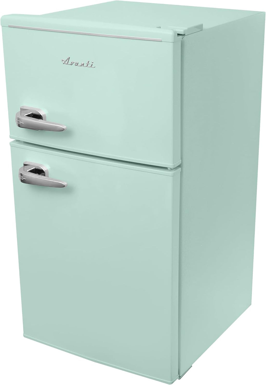 Avanti Mini Fridge with Freezer Retro Design Compact Refrigerator for Home Office or Dorm, Features Dual Doors Removable Shelves Manual Defrost and Mechanical Adjustable Temp Control, 3.1-Cu.Ft, Green