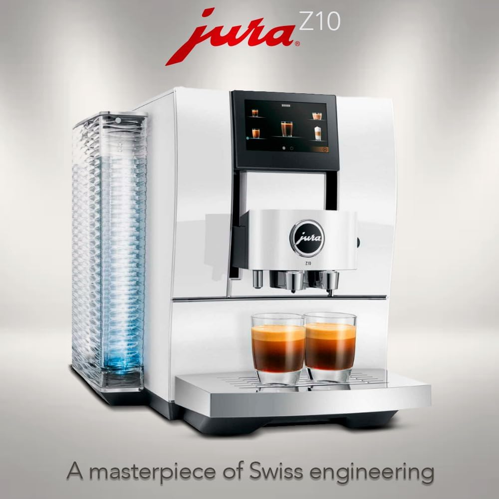 Jura Z10 Automatic Coffee Machine with Product Recognizing Grinder and One-Touch Bundle with Filter Cartridge Water Stabilizer, Capresso Coffee Bean and Accessories (6 Items)
