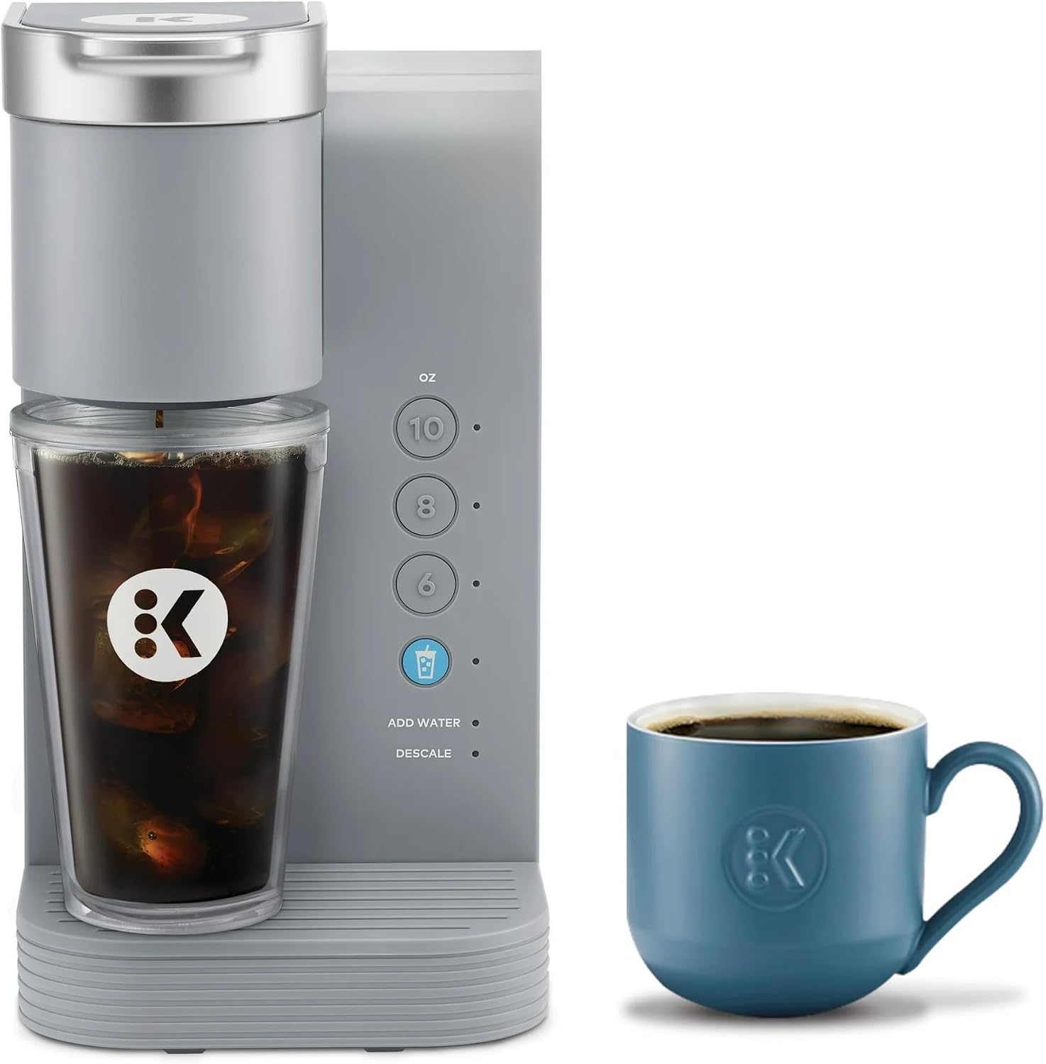 K-Iced Essentials Coffee Maker, Single-Serve KCup Pod Brewer with Removable Reservoir and Auto-Off, Energy Efficient, Includes K Iced Tumbler, Compact, Arctic Gray