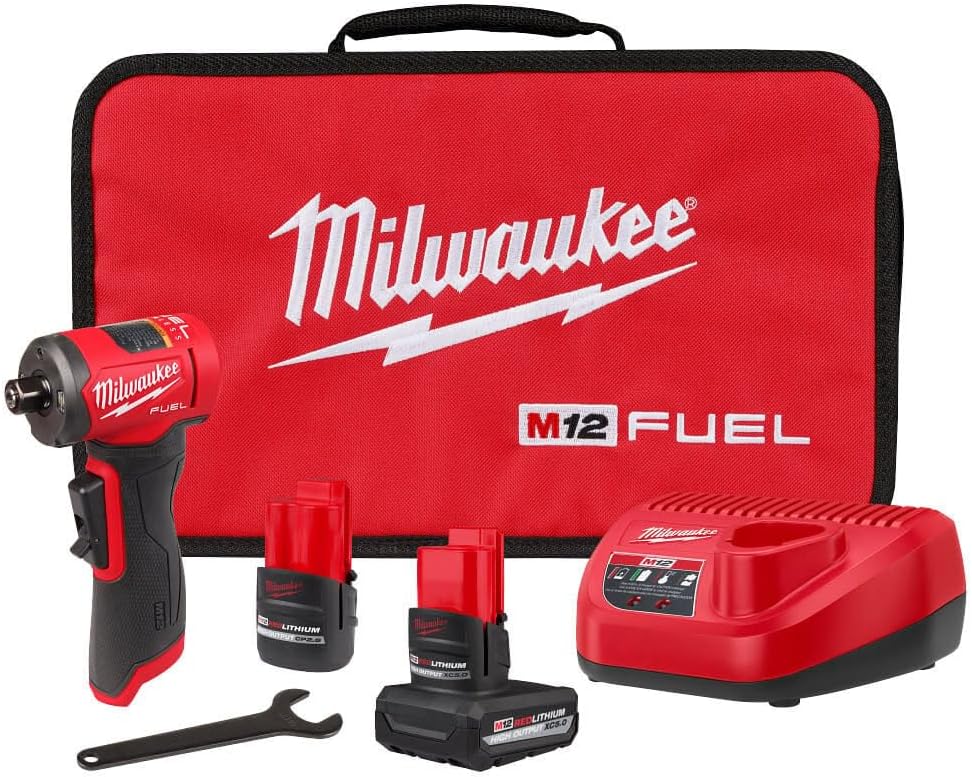 Milwaukee Electric - M12 Fuel 1/4 INCH Right Angle DIE Grinder 2 Batter