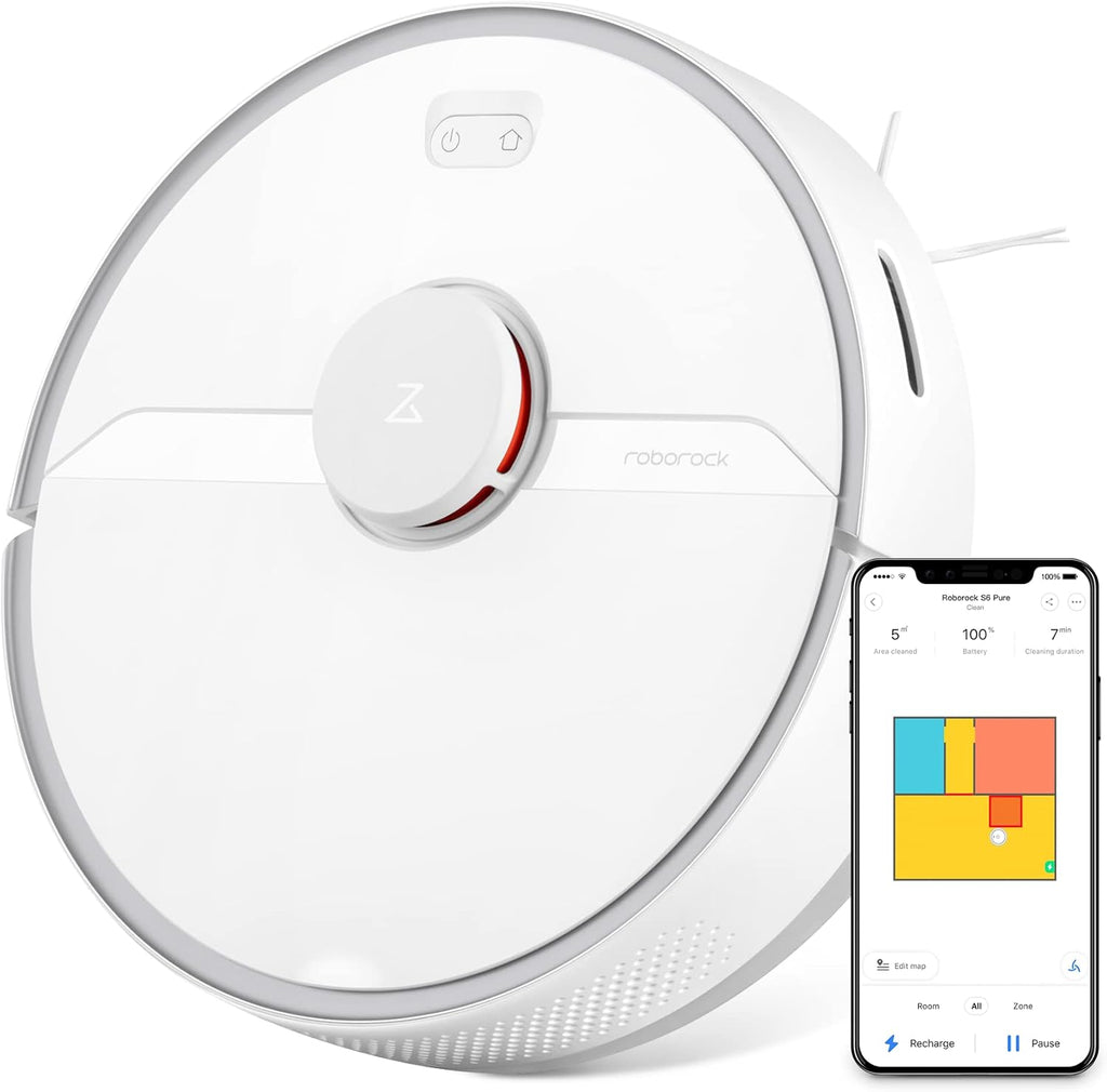 roborock S6 Pure Robot Vacuum and Mop, Multi-Floor Mapping, Lidar Navigation, No-go Zones, Selective Room Cleaning, Super Strong Suction Robotic Vacuum Cleaner, Wi-Fi Connected, Alexa Voice Control