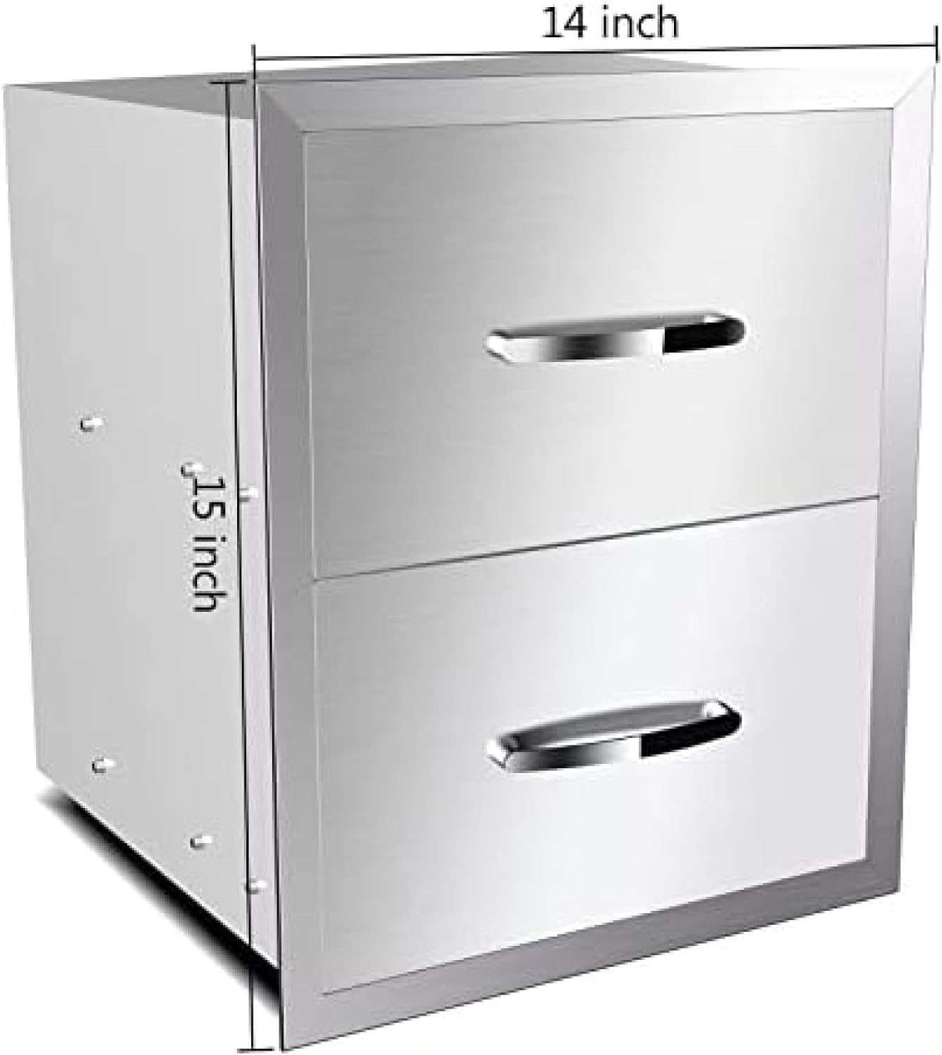 Stainless Steel Double Drawers for Outdoor Kitchen Grilling Station - Horizontal, 14Wx23Dx15H