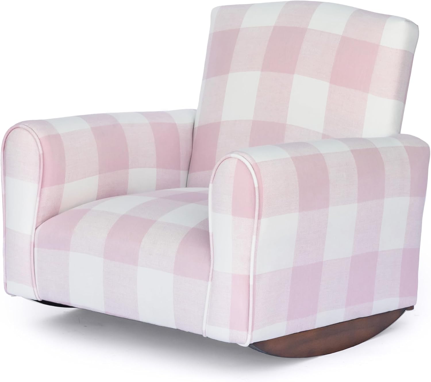 Kid Rocking Chair for Toddlers, Child Chair for Little Kids, Upholstered Toddler Armchair for Children, Comfy and Cute Little Kid Chairs (Rockers, Pink Check)
