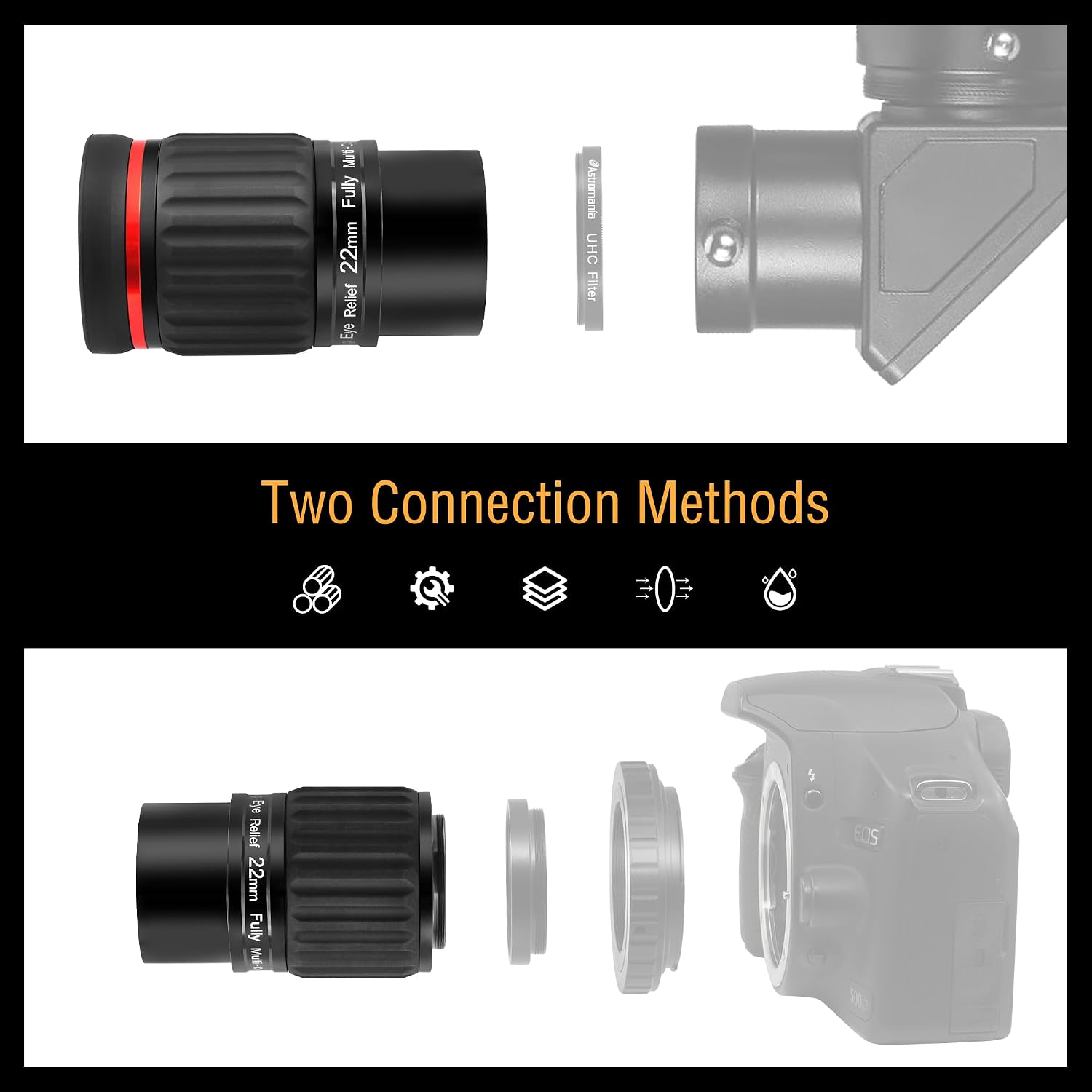 Astromania Metal T-Ring Adapter for 42mm Pentax-k Camera DSLR/SLR - Bundle with - 1.25'/2' 17mm 70° SWA Eyepiece&M43-M42 Adapter