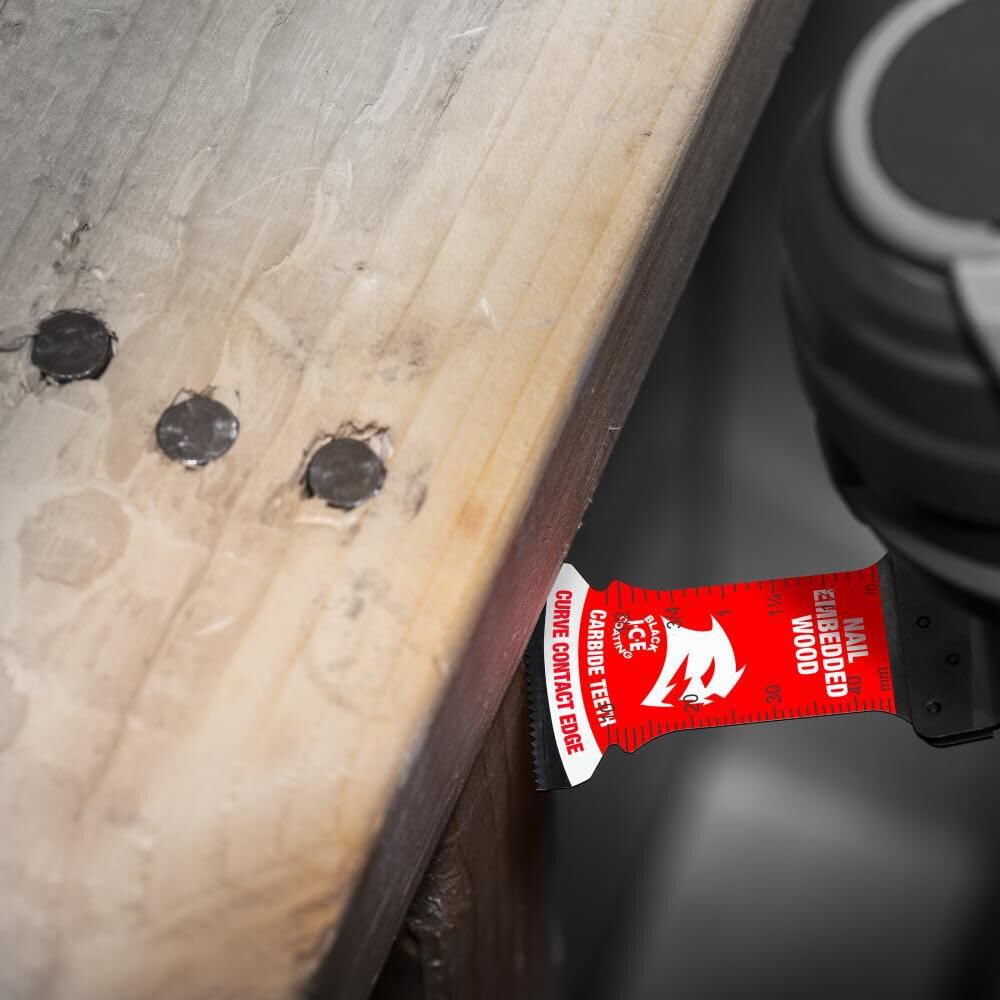 Diablo Amped Demo Demon Universal Fit Carbide Oscillating Blade for Nail-Embedded Wood - 1-1/4' Cutting Width, 1-3/4' Cutting Depth, 10-Pack - DOU125CW10