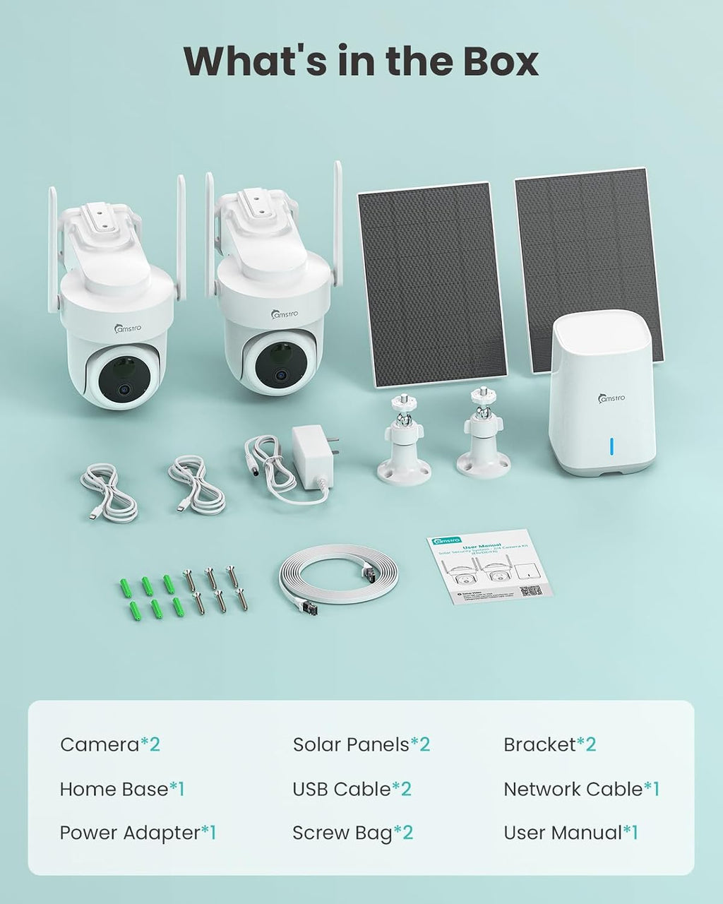 4K Security Cameras Wireless Outdoor No Subscription, 360° PTZ Home Security Cameras System, 64G Local Storage HomeBase, Human/Vehicle/Pet Recognition AI, Color Night Vision, 2 Cam-Kit