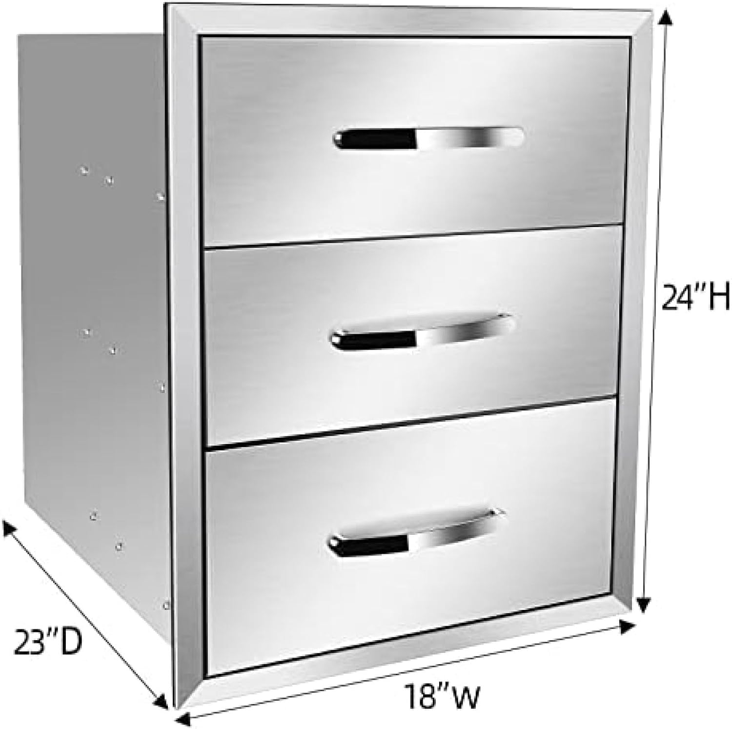 Stainless Steel Double Drawers for Outdoor Kitchen Grilling Station - 18Wx23Dx24H