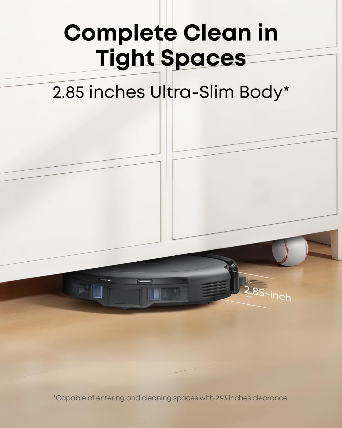 eufy Robot Vacuum C10 with Self Emptying, 8 Weeks Hands Free, Smart Mapping with LiDAR Navigation, 2.85-Inch Slim Design, Powerful Suction, Edge Expansion Brush for Pet Hair +Replacement Accessories