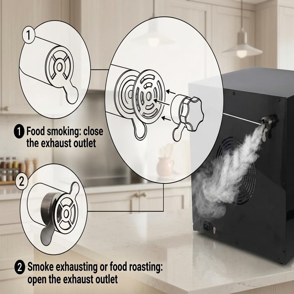 CLIVIA Indoor Pellet Smoker, Electric Indoor Smoker, Countertop 2 Layers BBQ Grill 10L Smoker Oven for Meat, Sausage, Jerky, Beef, Adjustable 86-230°F
