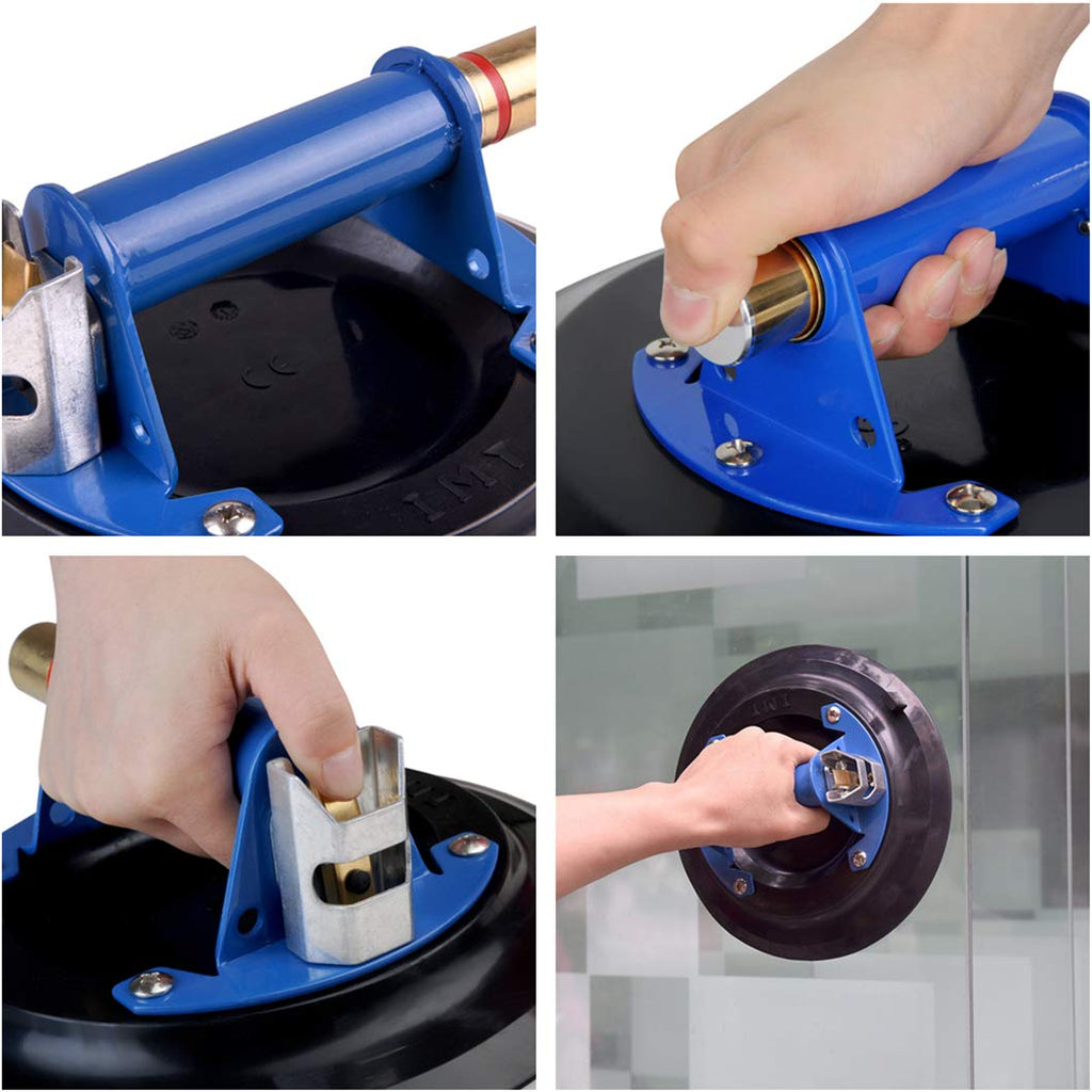 8 Inch Vacuum Pump Suction Cup, Set of 2, Metal Handle and Brass Pump，Glass Lifters for Lifting Large Tiles, Marble, Glass