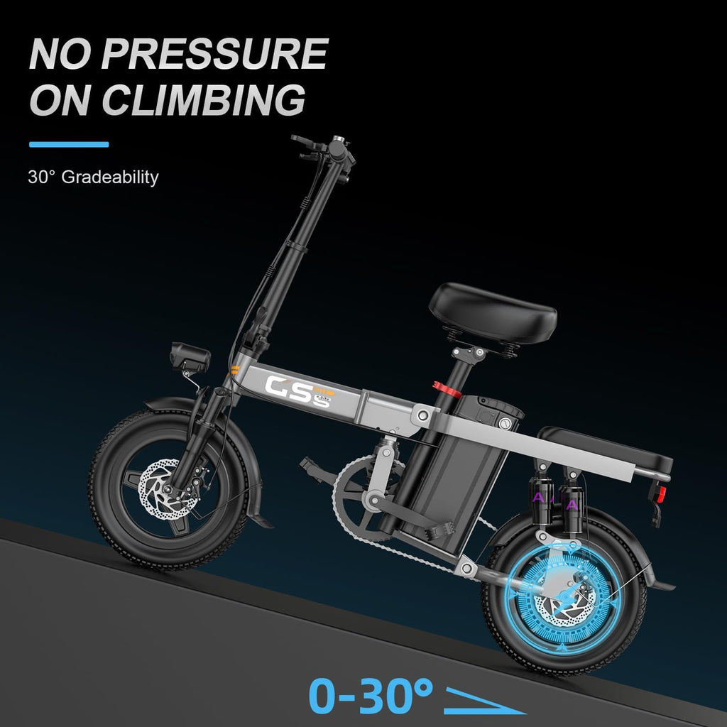 Heavy-Duty Foldable Electric Bike for Adults with 7-Shock Suspension, 500+ lbs Capacity, 740W Motor, 25MPH, 720Wh Battery, 20 Mile Range, 14' Fat Tires Commuter Electric Bicycles for Road & Mountain