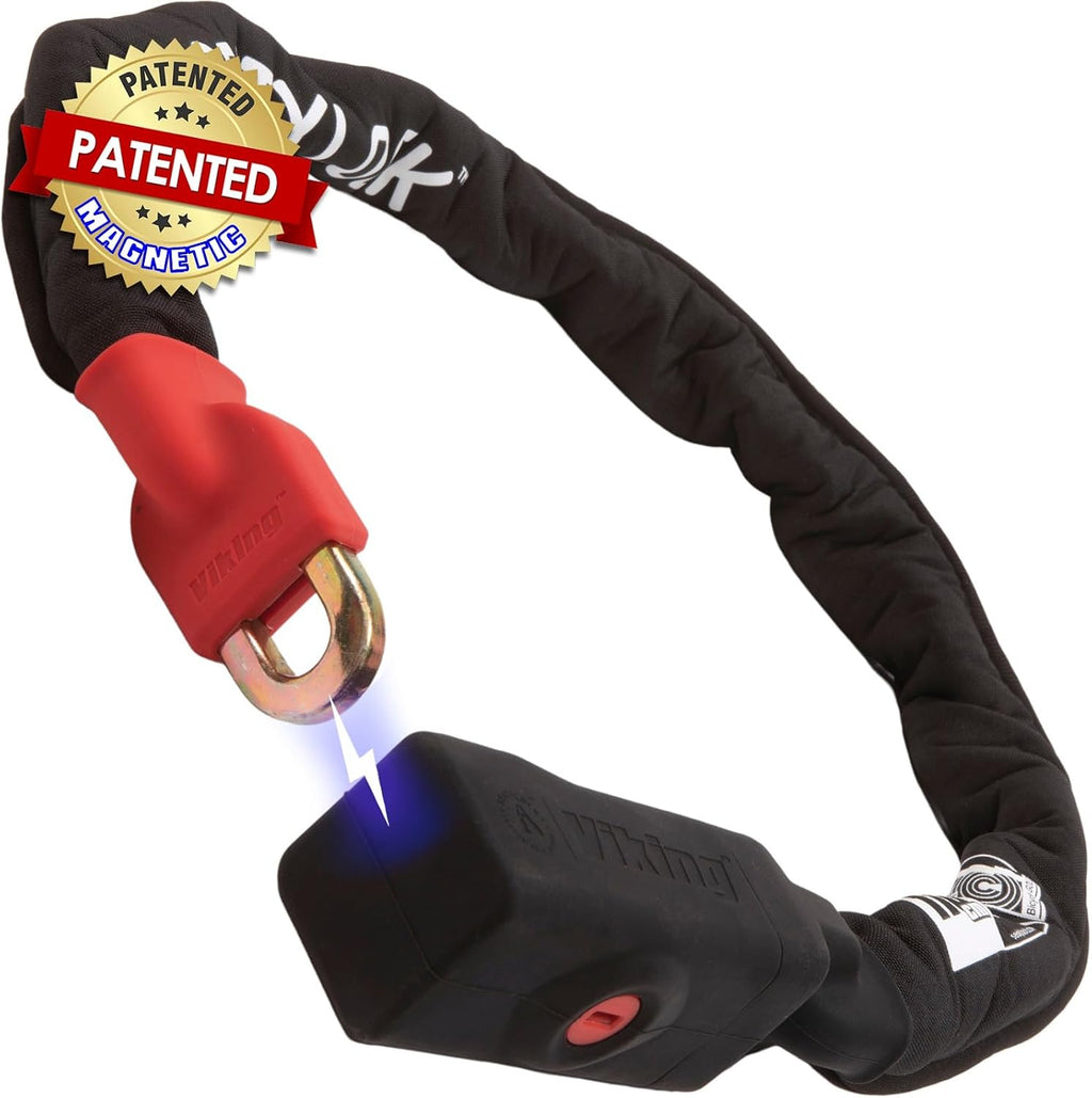 Seatylock Viking Bike Chain Lock with Key - Magnetic Patented Sold Secure Rated - Heavy Duty Anti Theft - Smart Ultra Security Bicycle Lock (43.31 Inch, Gold Rated)